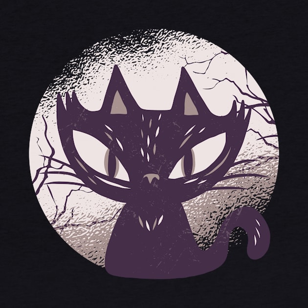 Black cat in the moonlight by rueckemashirt